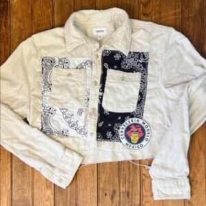 Women’s patchwork Modelo upcycled hand made cropped Cream soft Shirt